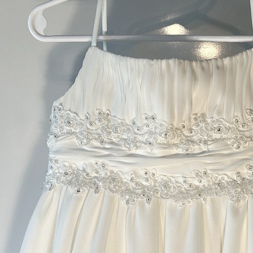 David's Bridal SZ 4 Ivory Full Length Dress Flower Girl Formal Concert Recital - Picture 3 of 9
